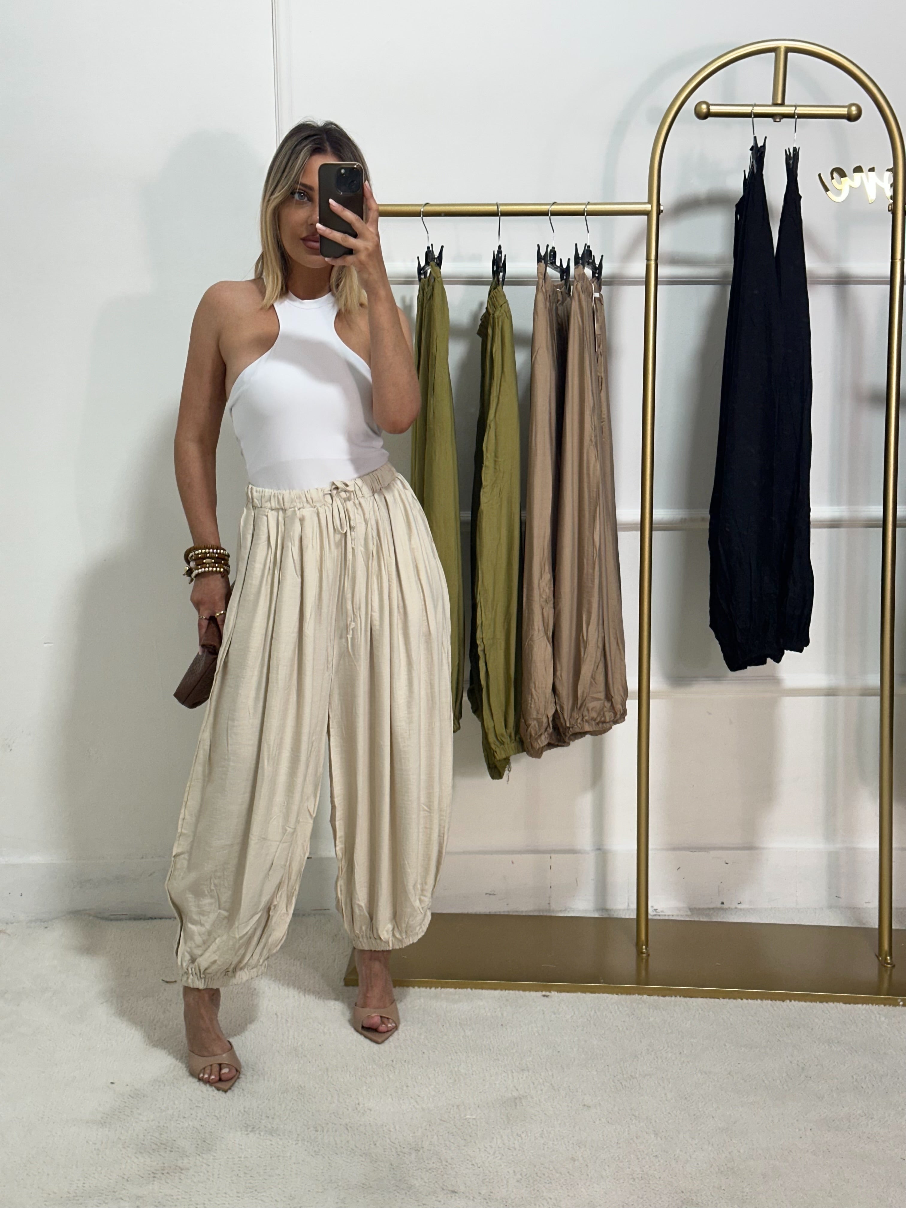 Pantaloni Minerva vaniglia 65%cotone