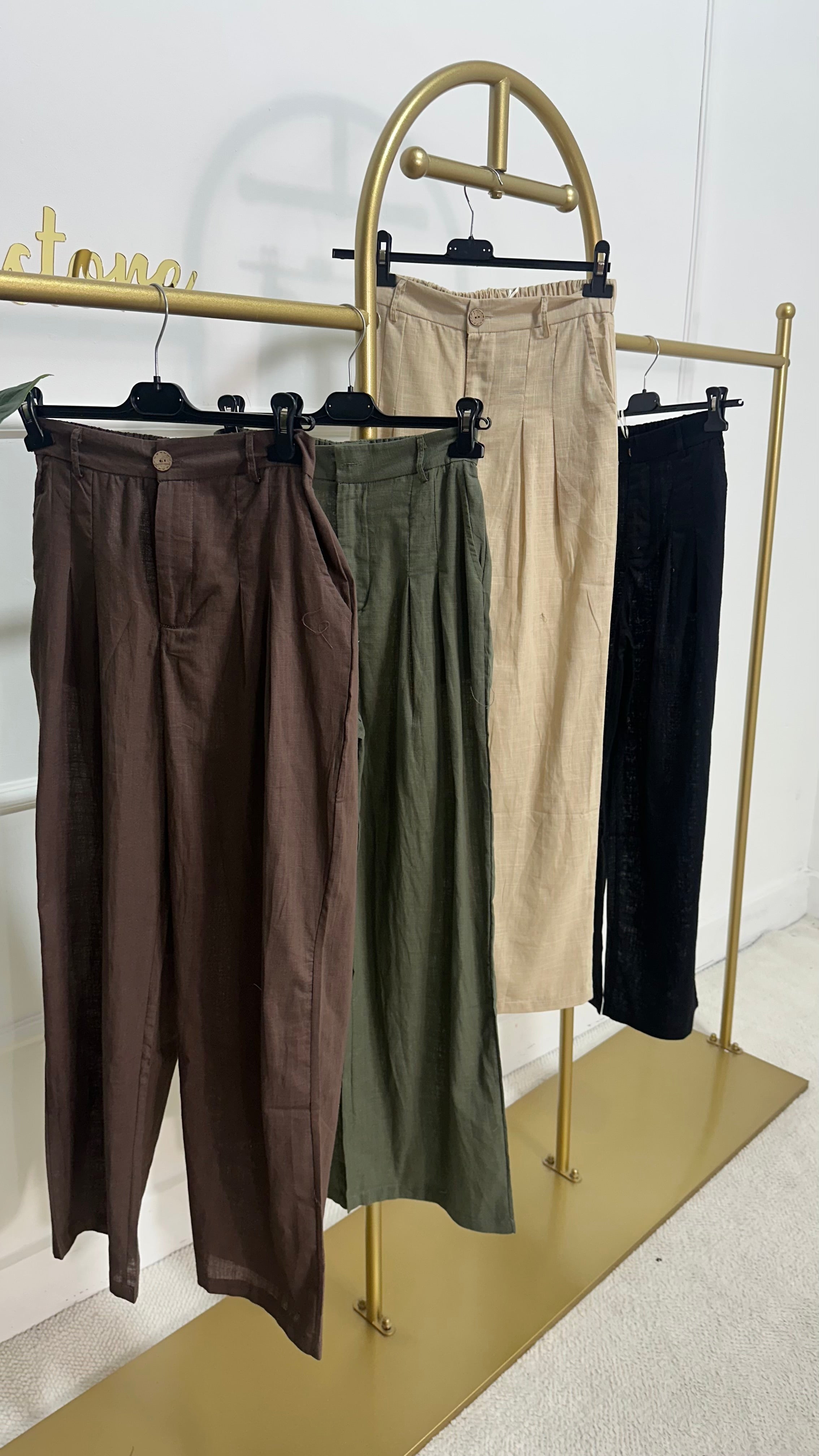 Pantaloni effetto lino