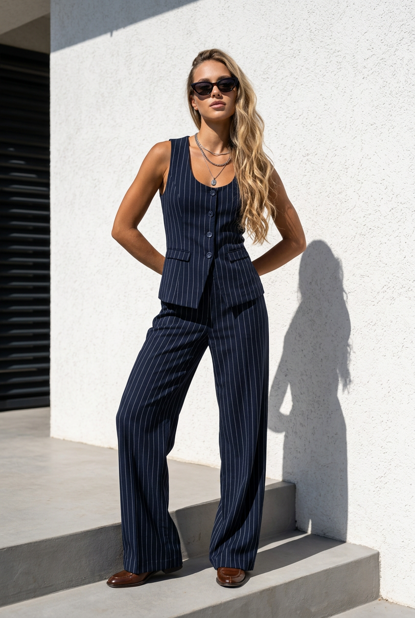 Coordinato gessato blue