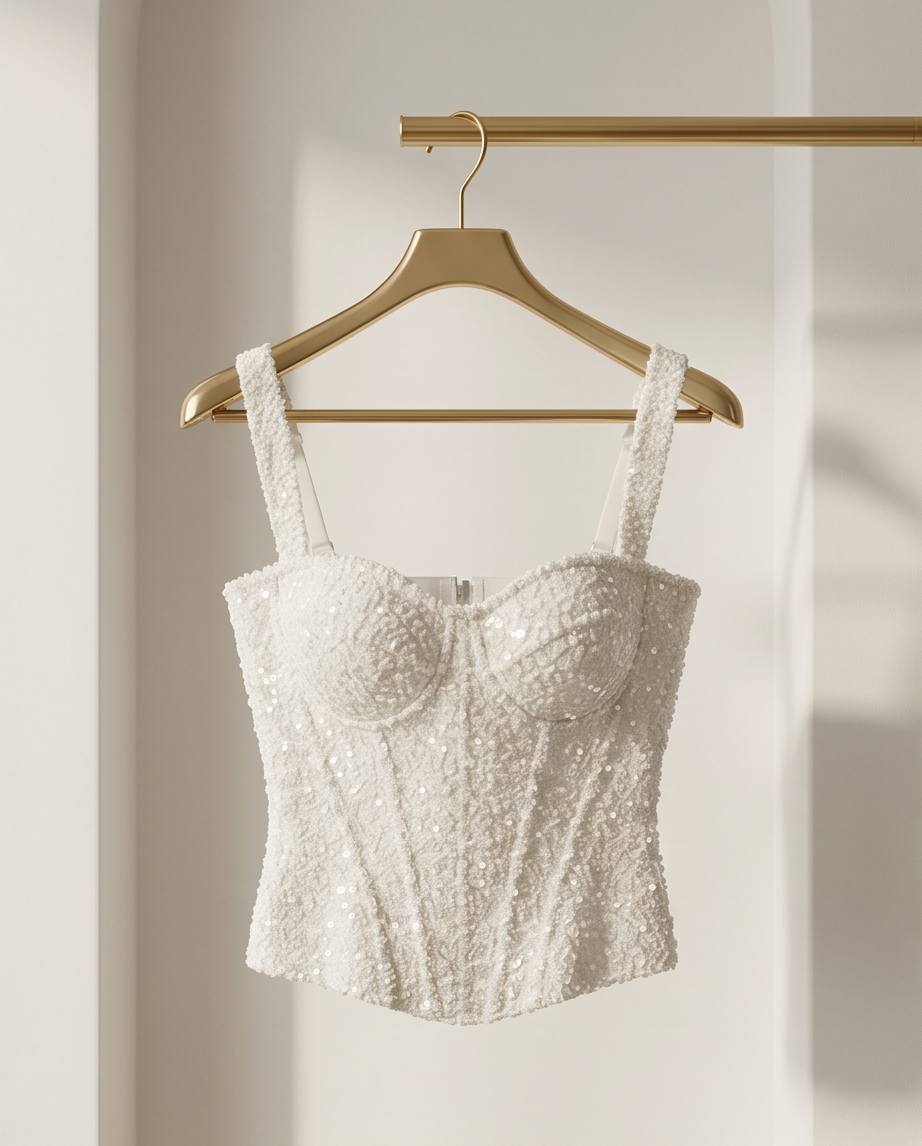 Corsetto paillettes vaniglia