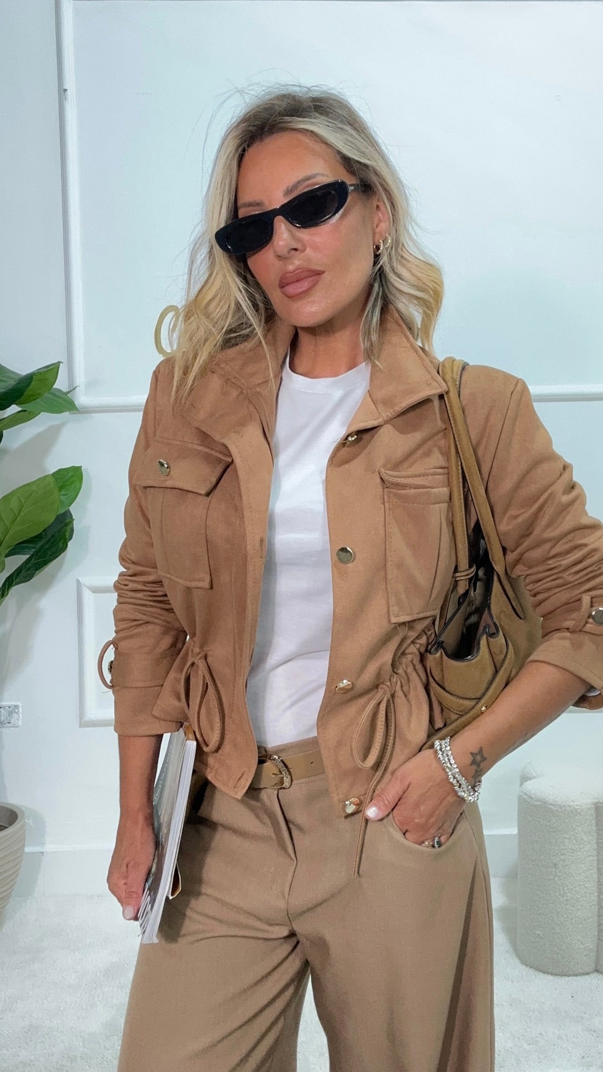 Giacca in camoscio camel
