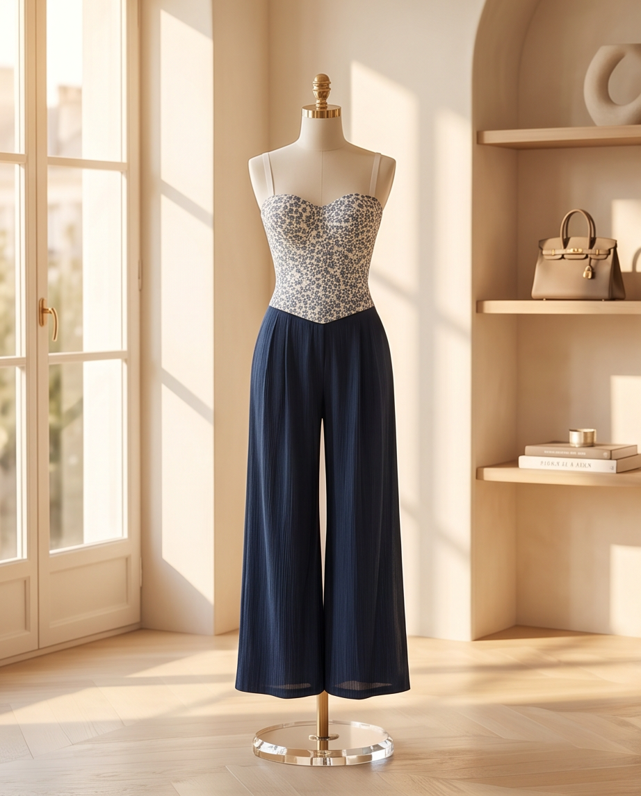 Pantaloni effetto seta blu