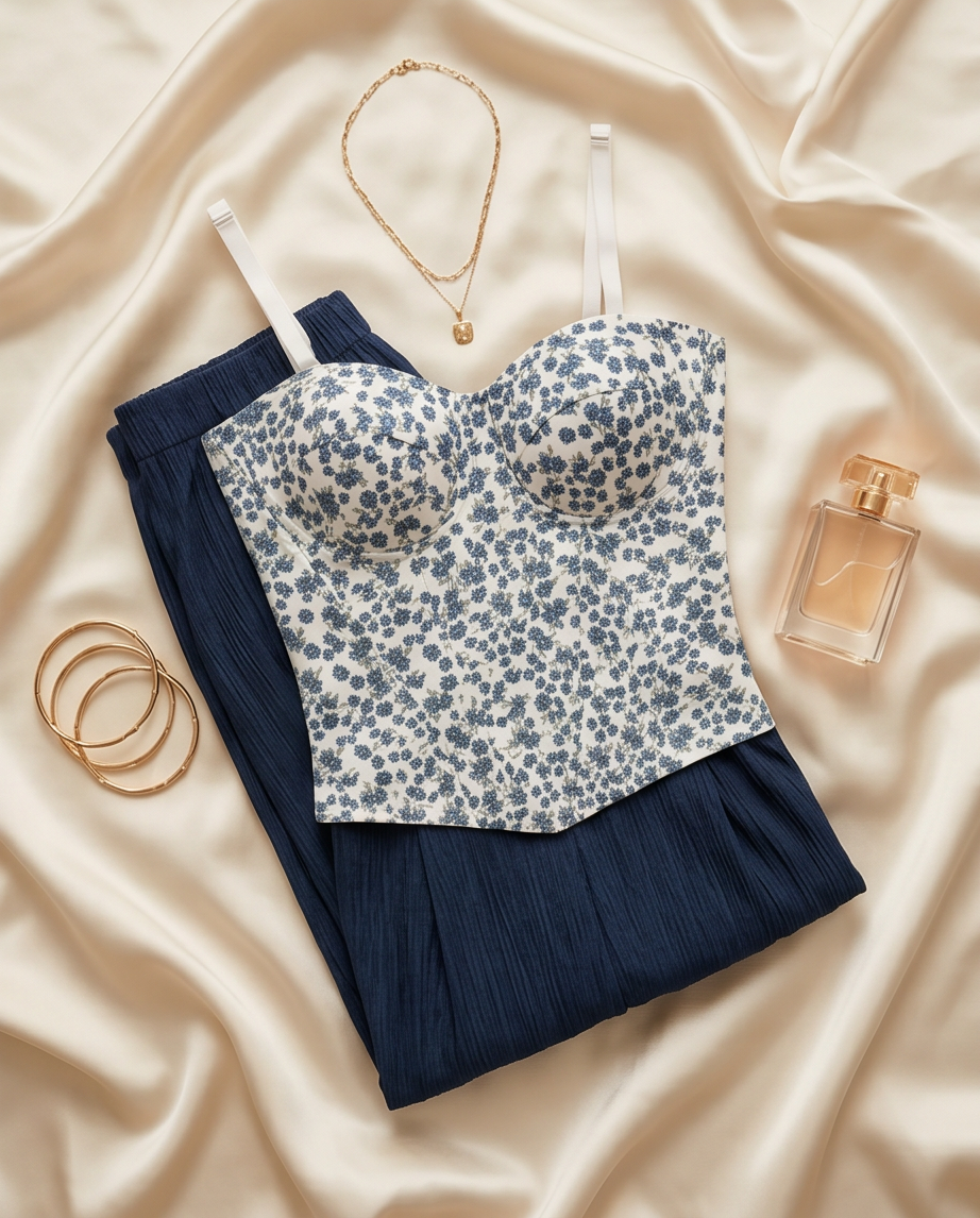 Corsetto fiori blu