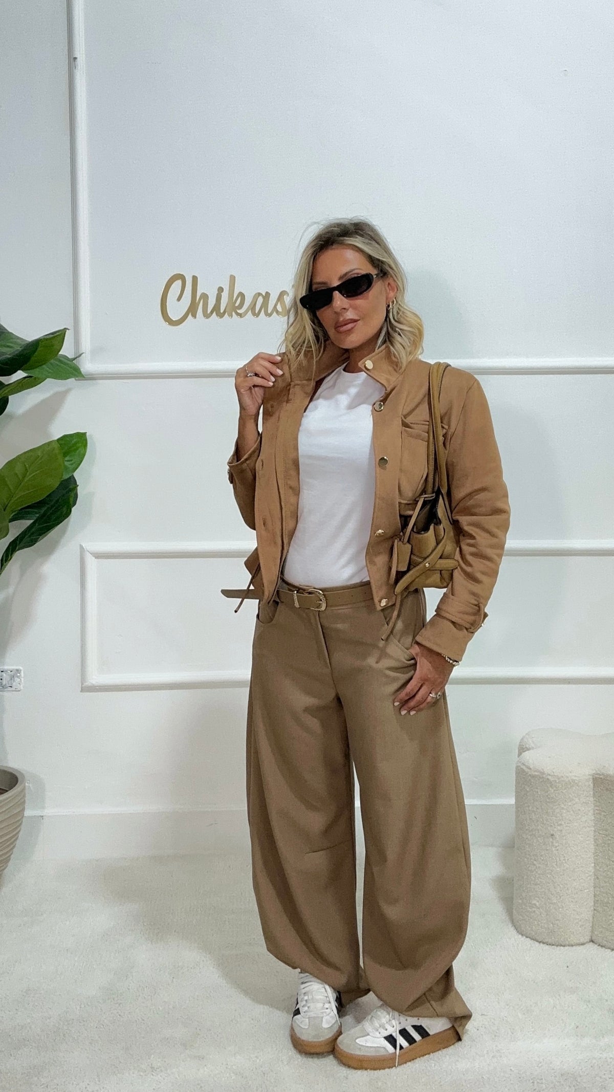 Giacca in camoscio camel