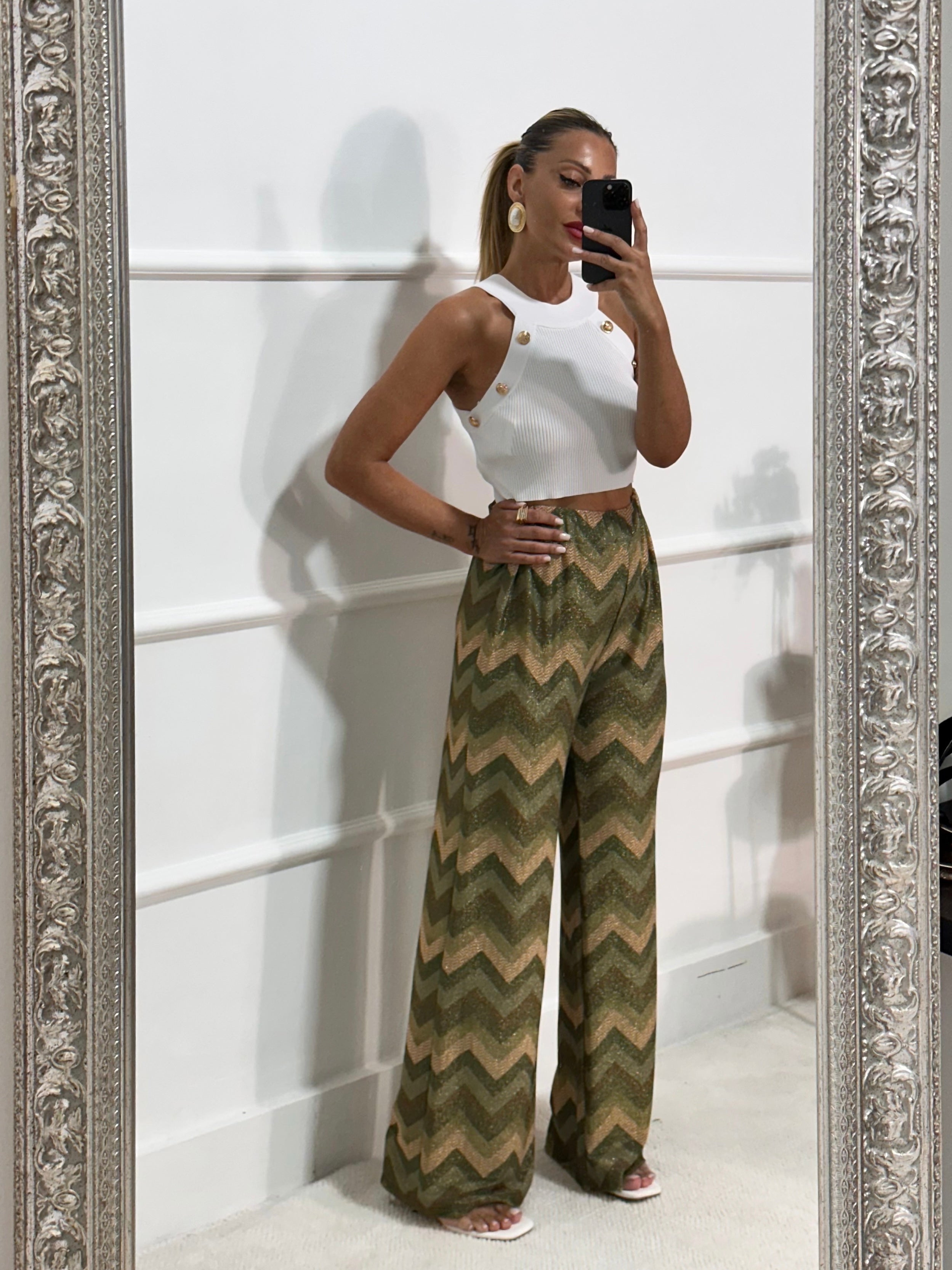 Pantaloni lurex fantasia