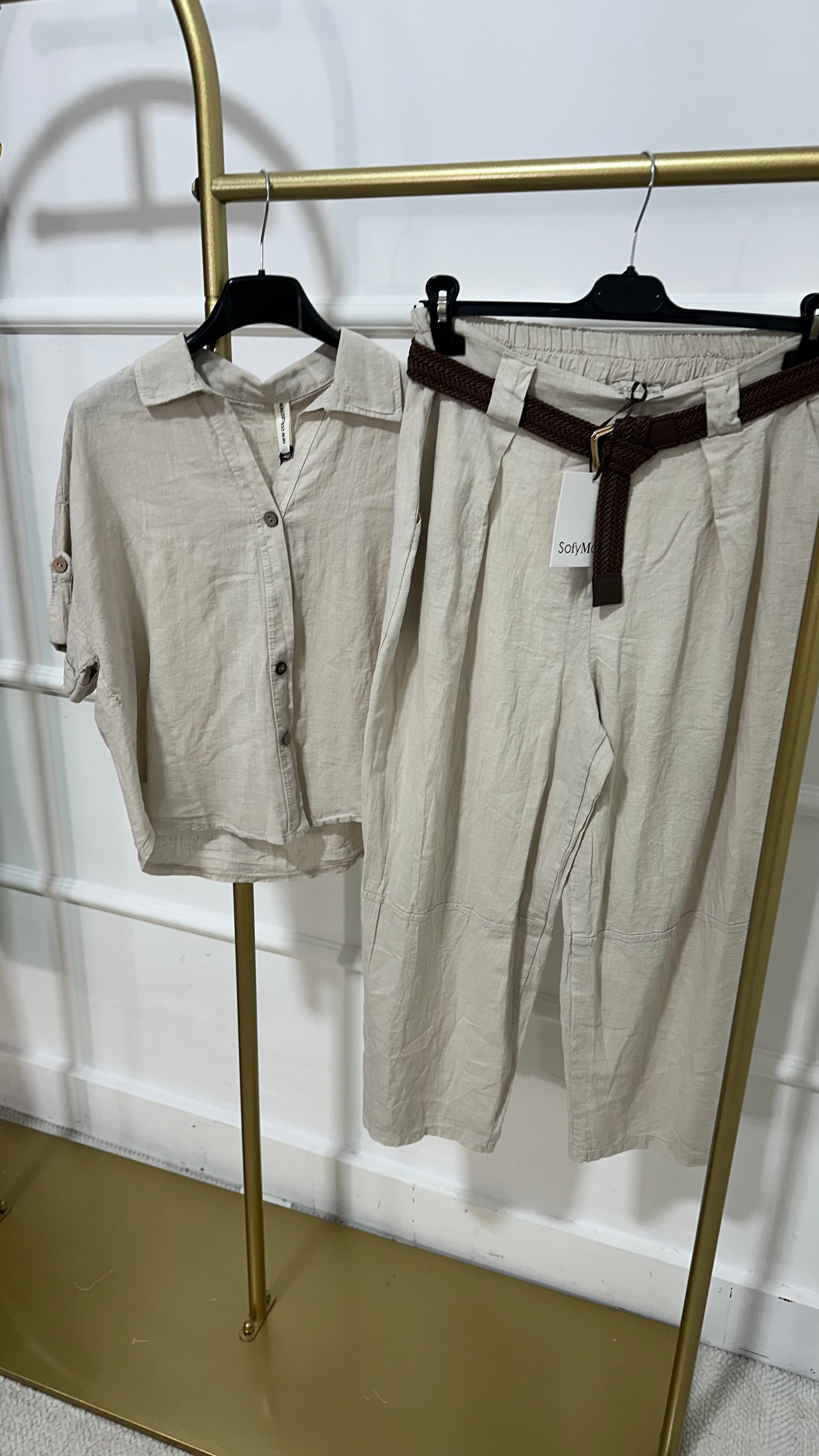 Coordinato lino e cotone beige