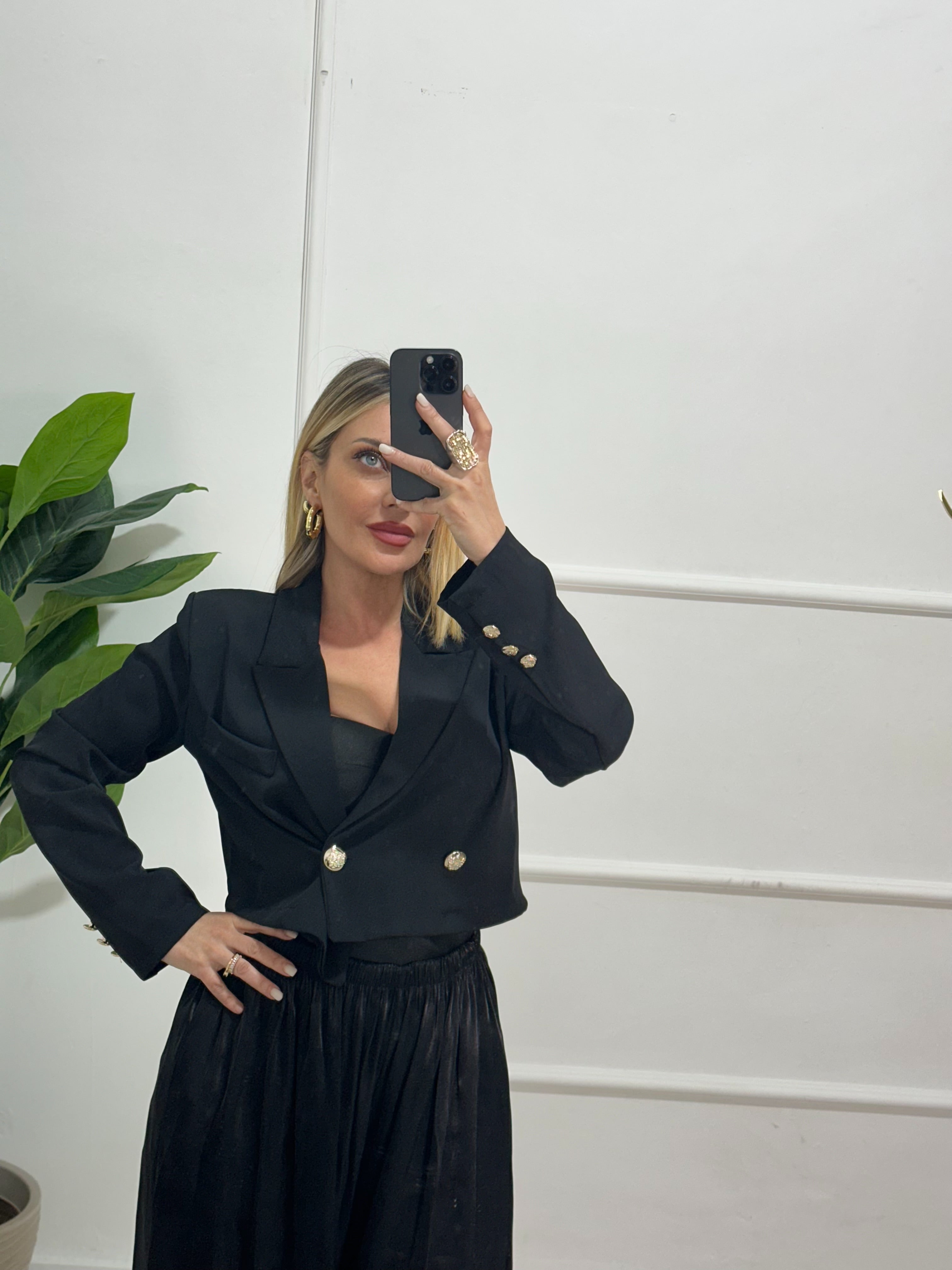 Blazer nero cropped