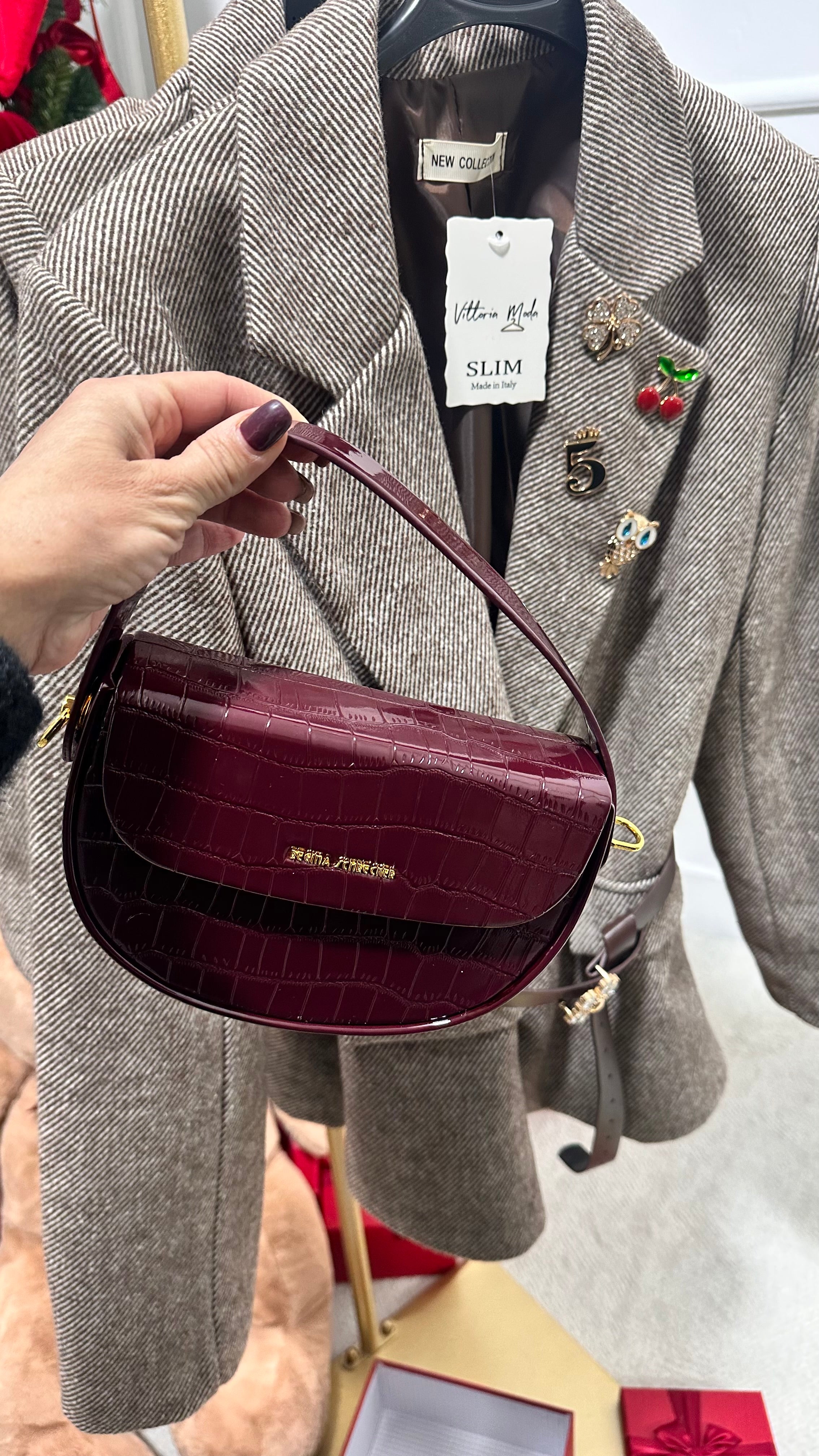 Pochette Luna Borgogna