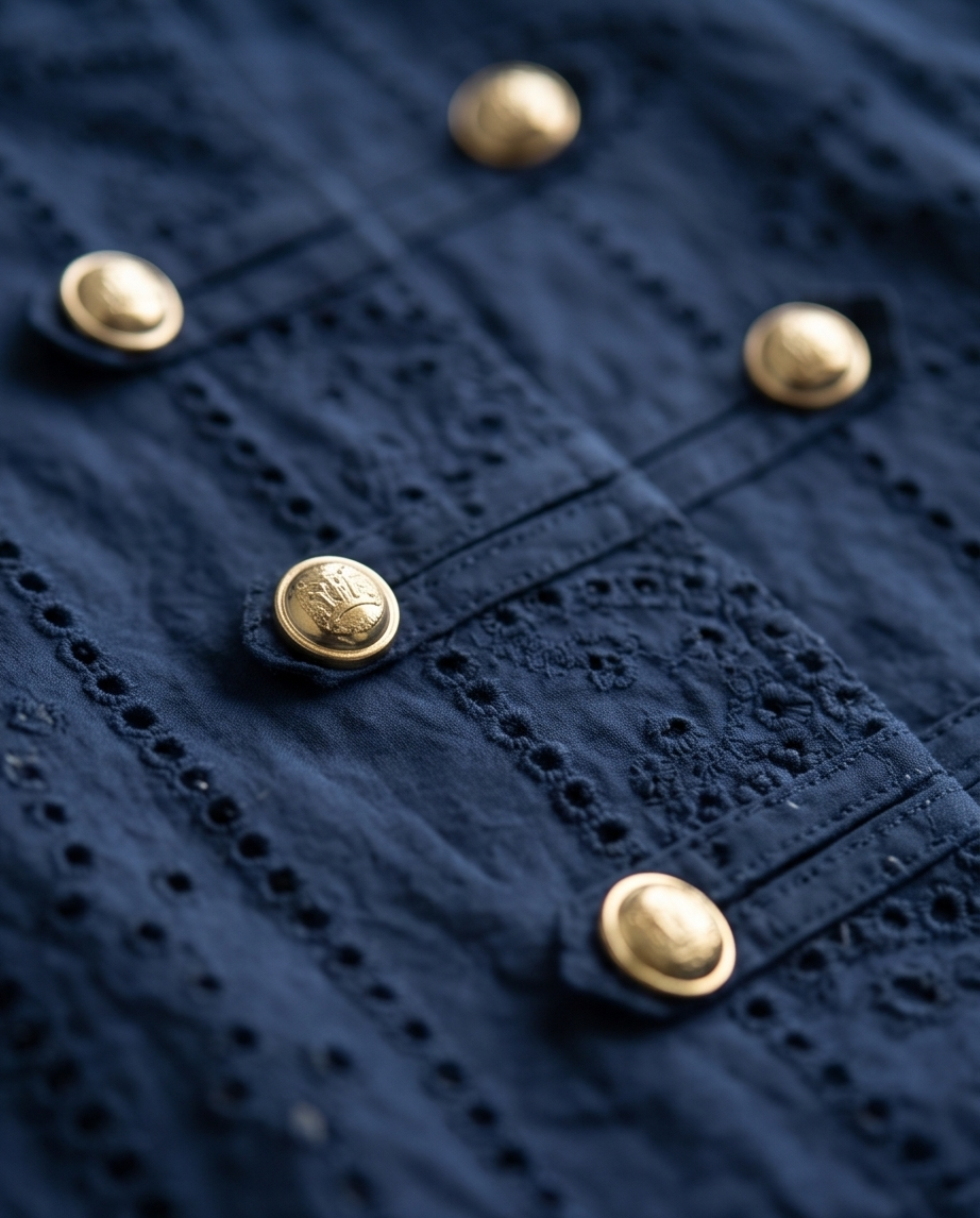 Giacca in pizzo sangallo blu