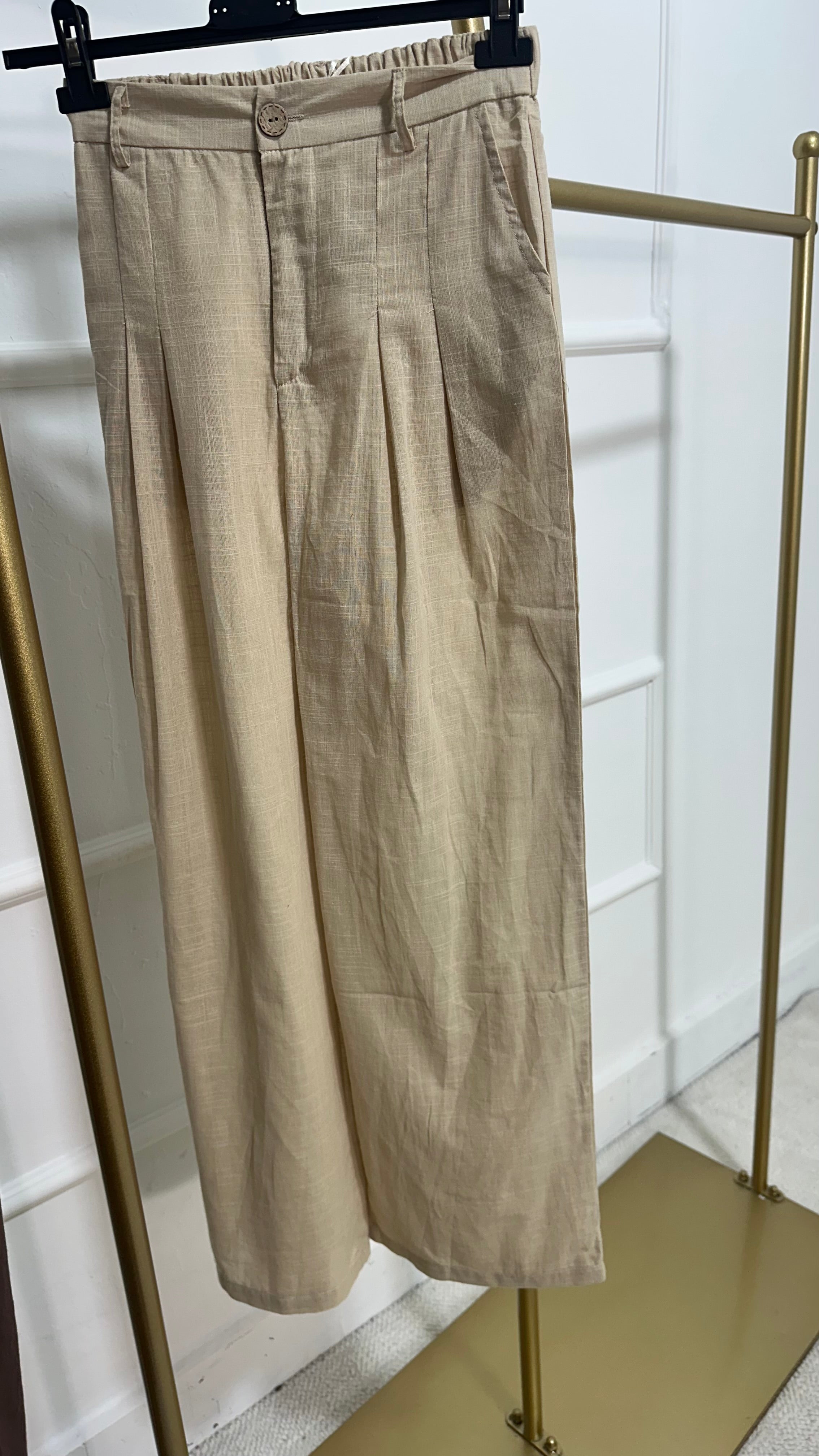 Pantaloni effetto lino