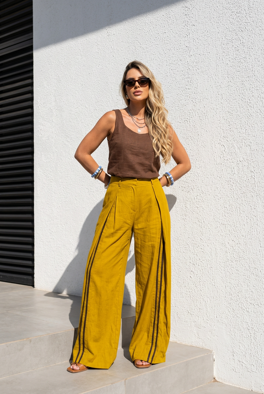 Pantaloni Crizia senape