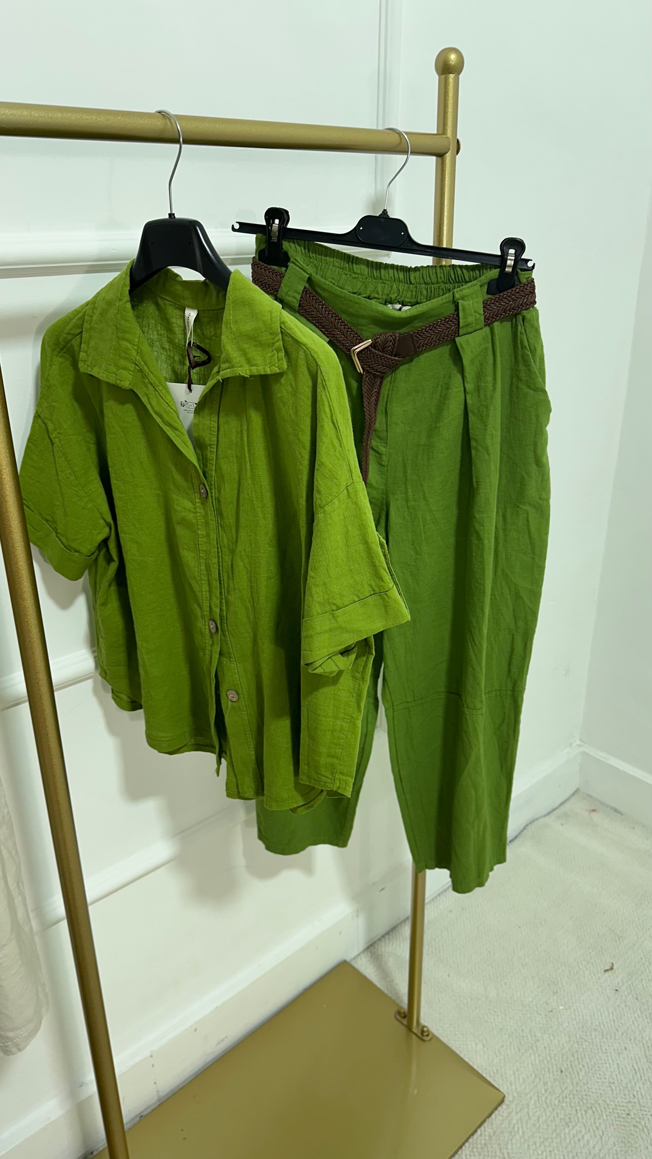 Coordinato lino e cotone verde