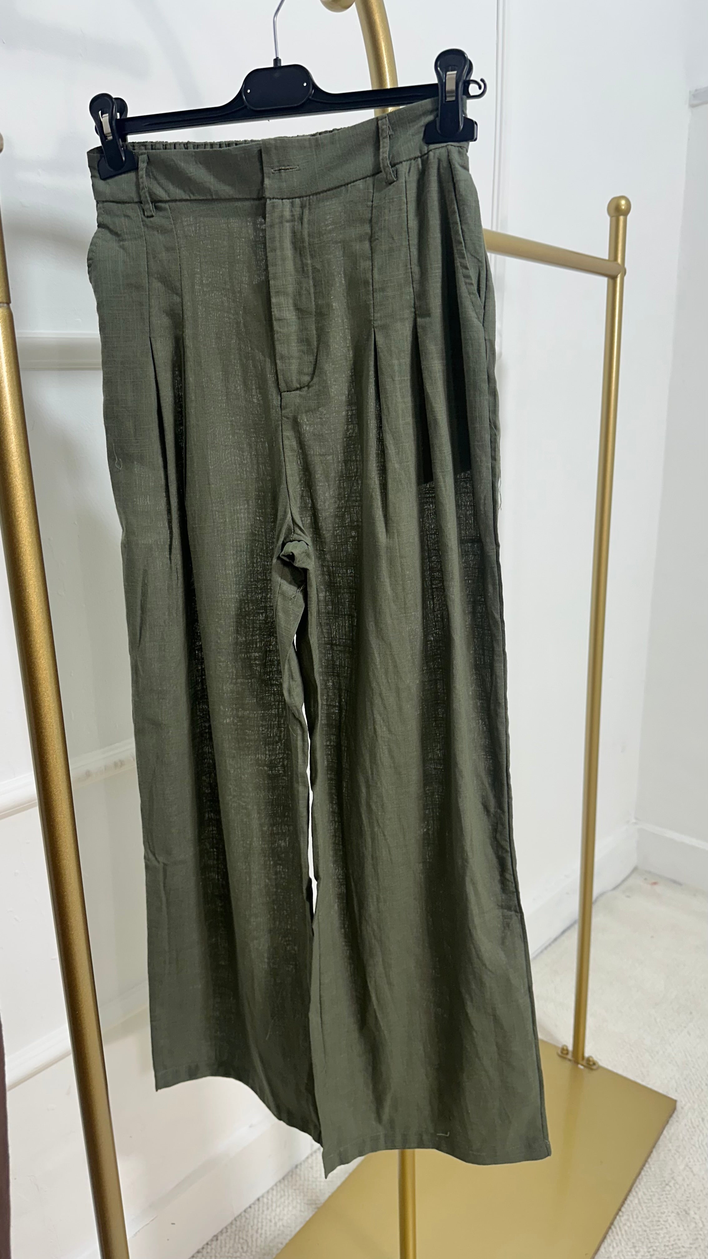 Pantaloni effetto lino