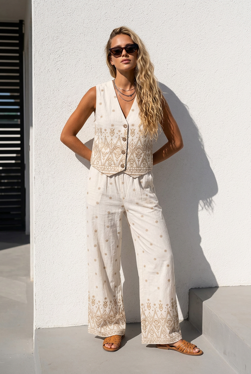 Co-ord set Porto cervo beige