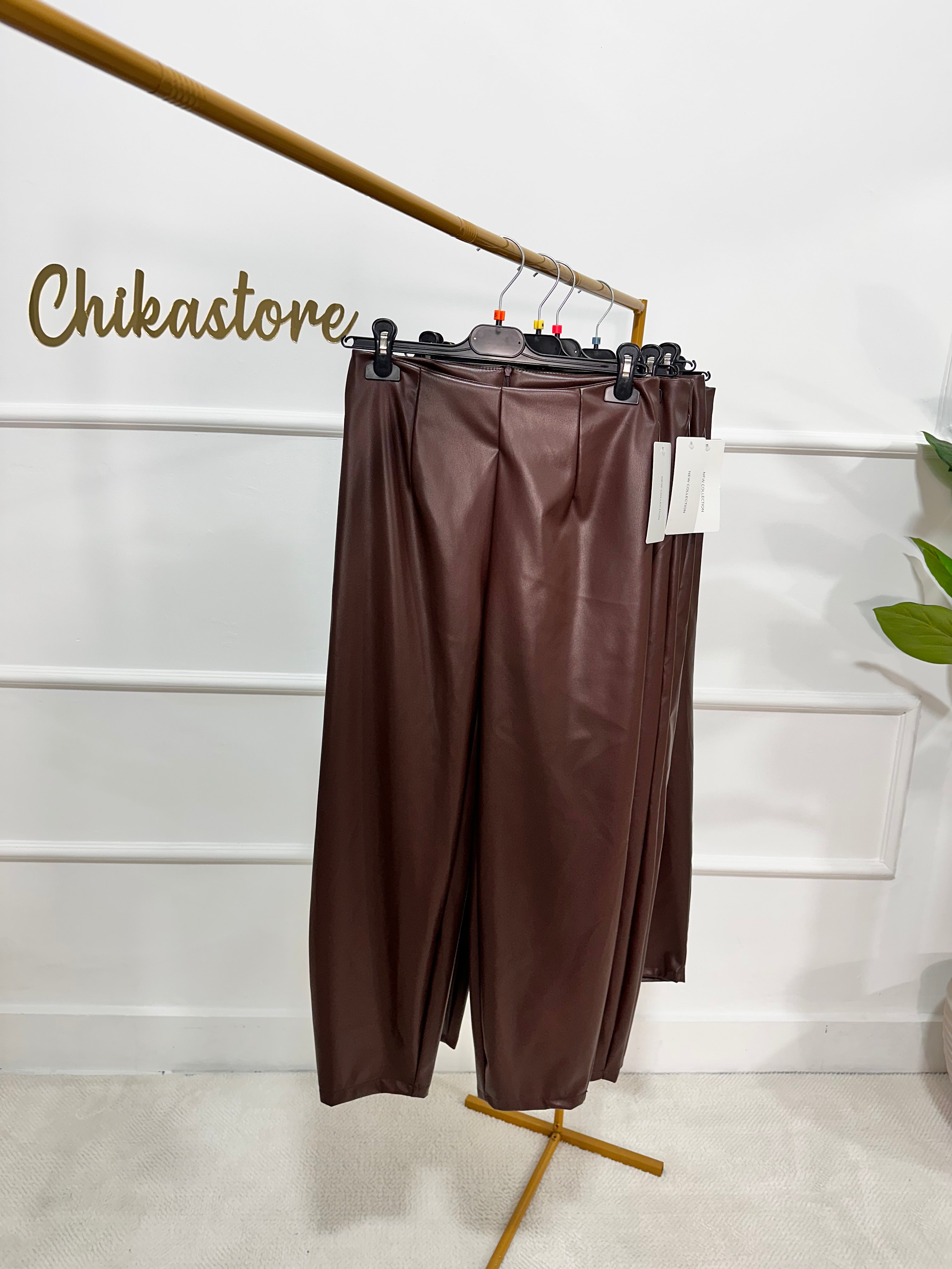 Pantaloni ecopelle Brown