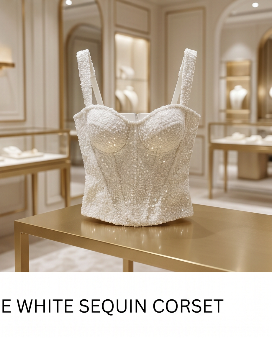 Corsetto paillettes vaniglia